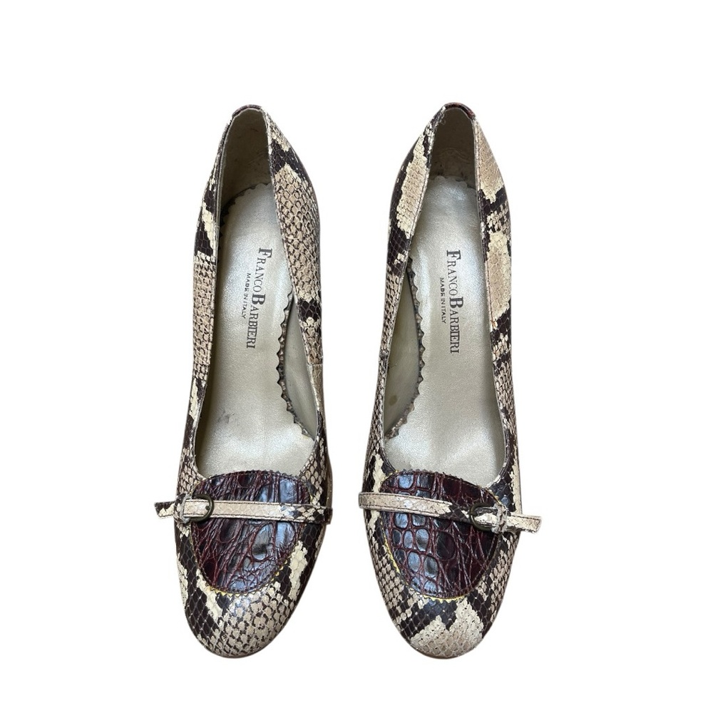Franco Barbieri Italy Leather Snakeskin Croc Pumps Heels Size 10